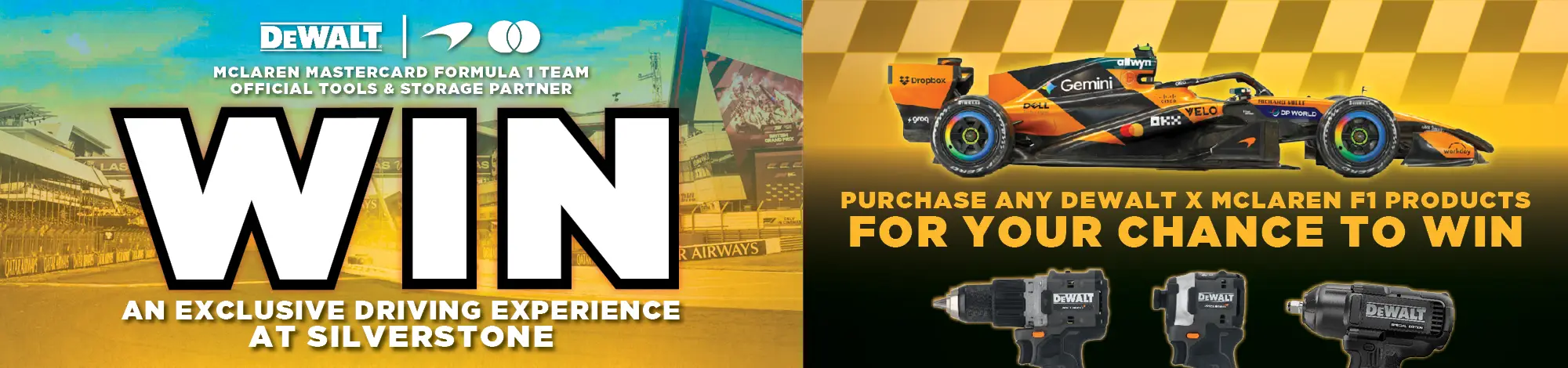 Buy Dewalt x Mclaren Products For A Chance To Win Silverstone Track Experience