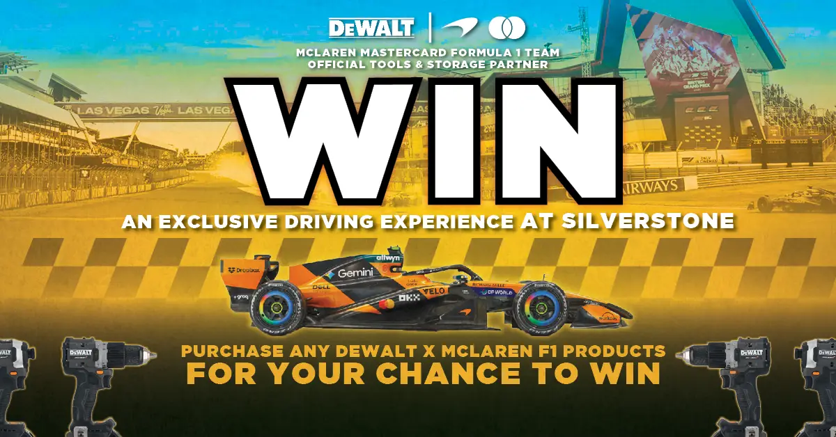 Buy Dewalt x Mclaren Products For A Chance To Win Silverstone Track Experience