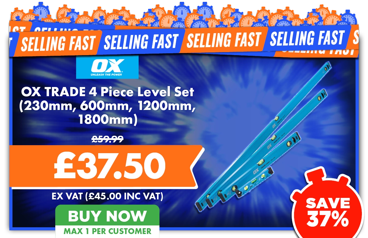 OX TRADE 4 Piece Level Set (230mm, 600mm, 1200mm, 1800mm)