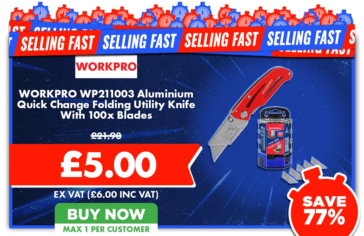 WORKPRO WP211003 Aluminium Quick Change Folding Utility Knife With 100x Blades