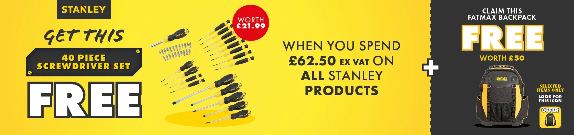 FREE 40PCE SCREWDRIVER SET WHEN SPENDING £62.50 ex VAT