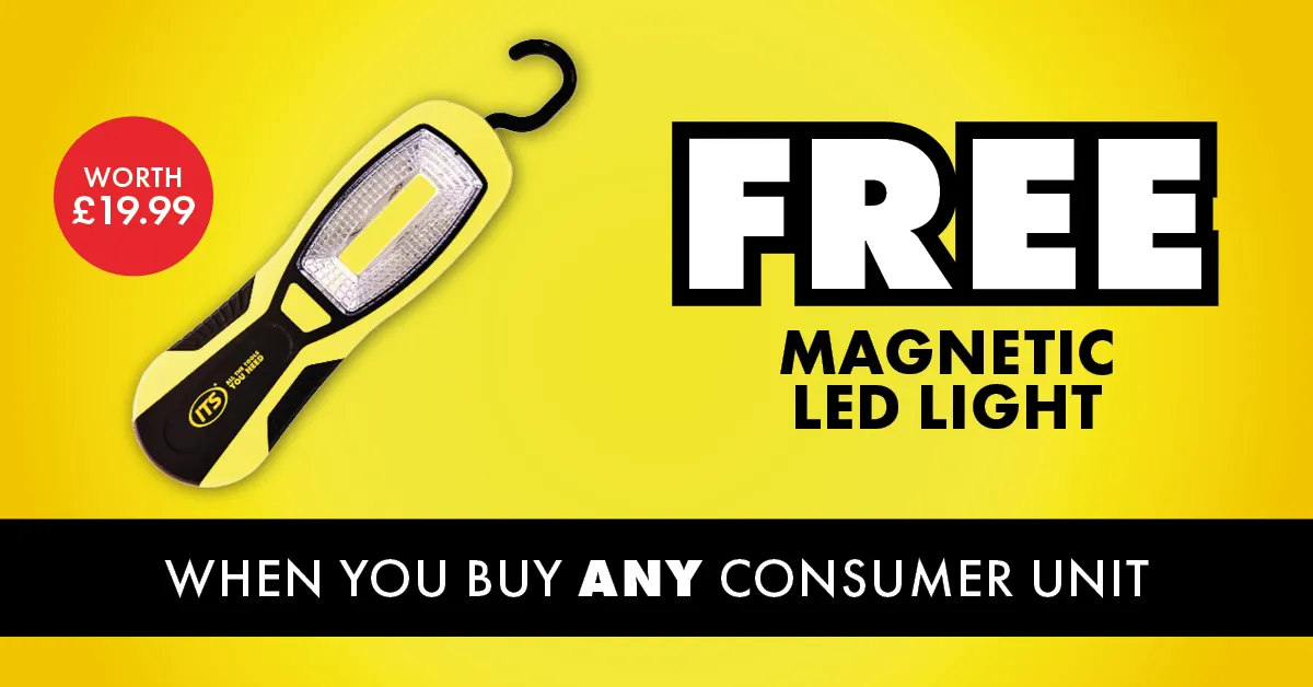 FREE Magnetic LED Worklight with any Consumer Unit (PROMAGLED Worth £19.99) - Inline Banner