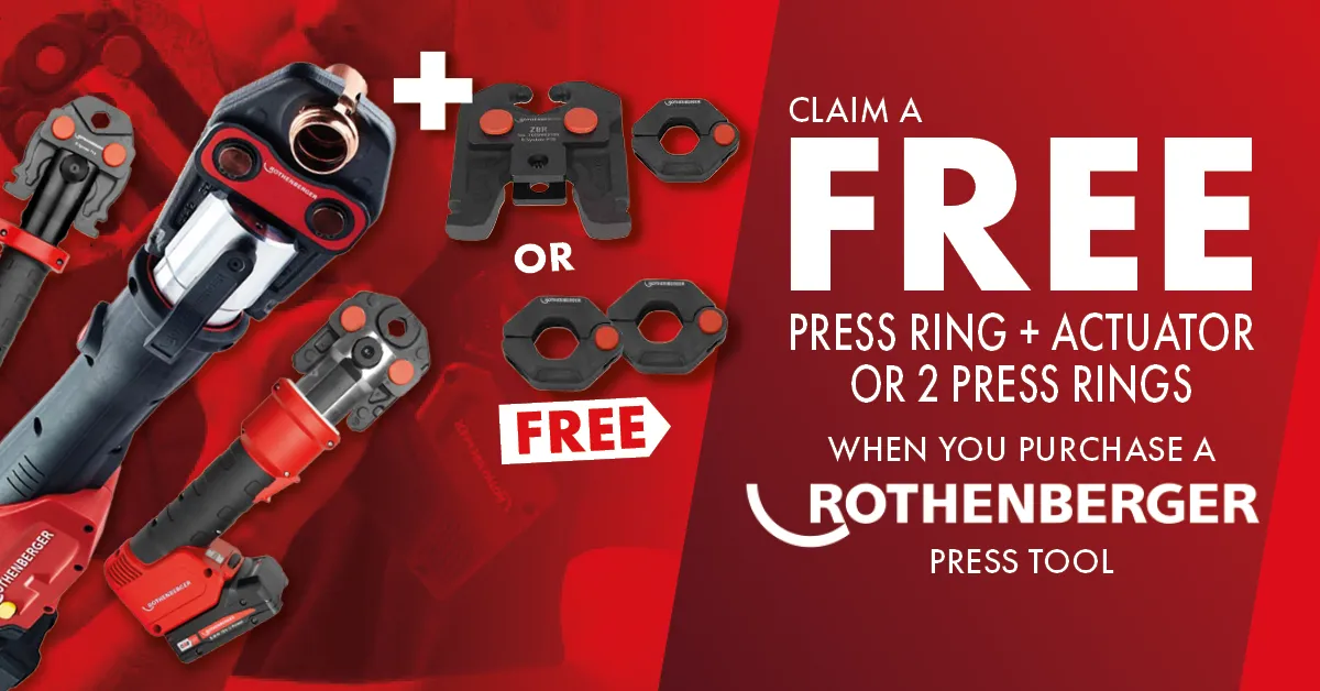 Rothenberger Redemption - Redeem 1 Free Press Ring + Actuator or 2 Free Press Rings When Buying A Press Machine