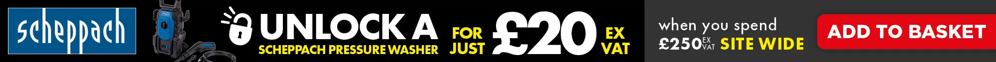 Scheppach - Unlock Pressure Washer for £20 when you spend £250