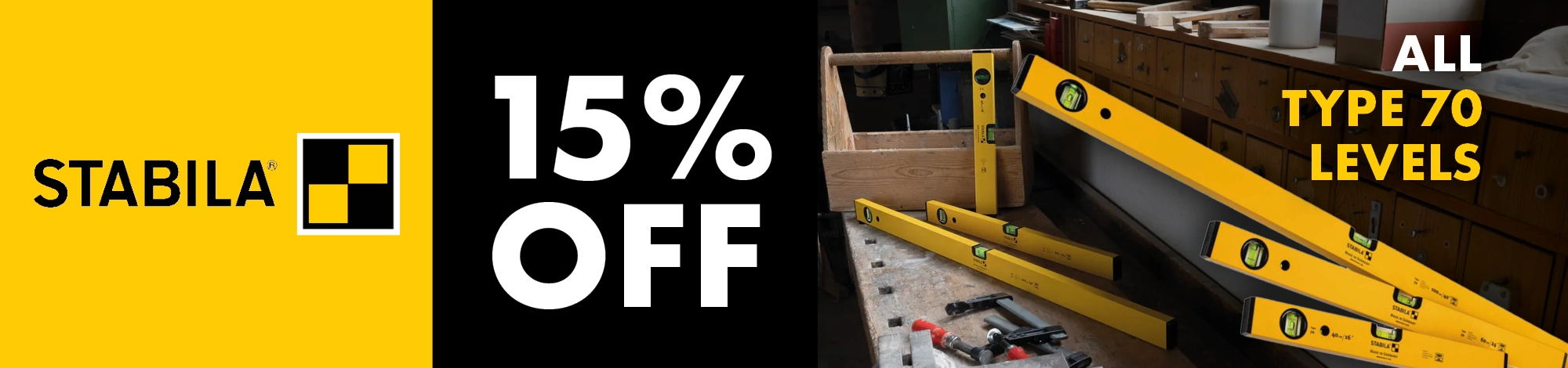 Stabila Savings: 15% off all Type 70 Stabila Levels