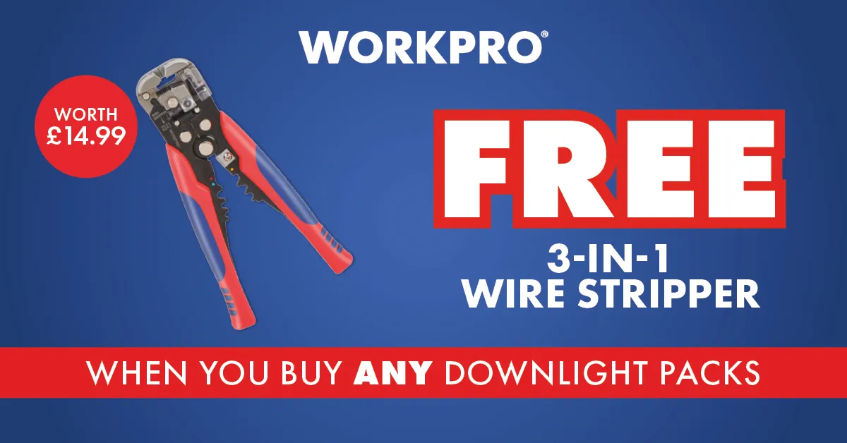 FREE 3-in-1 Wire Stripper when you buy any Downlight packs (WP291007 Worth £14.99) - Inline Banner