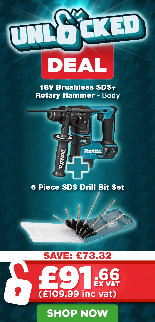 Makita DHR171Z 18V LXT brushless SDS rotary hammer with six SDS drill bits