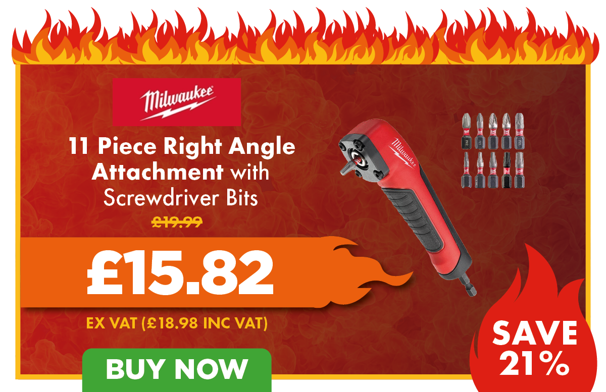 Milwaukee 11 Piece SHOCKWAVE Impact Right Angle Attachment With Screwdriver Bitsr