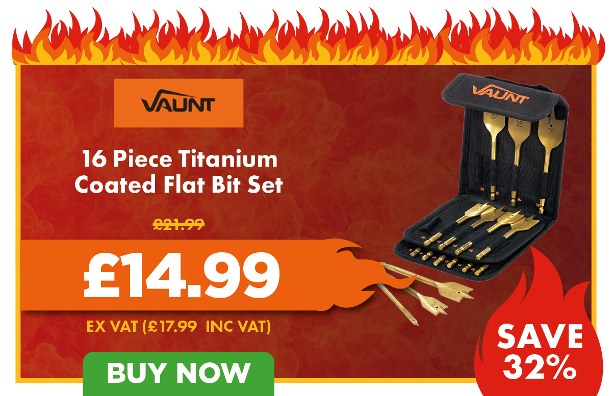 Vaunt Essentials 16 Piece Titanium Coated Flat Bit Set