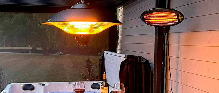 Image of a Vaunt patio heater on a table